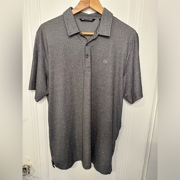Travis Mathew Polo Shirt Mens Large Gray Dot Golf Pima Cotton Spring Sports - Picture 1 of 12